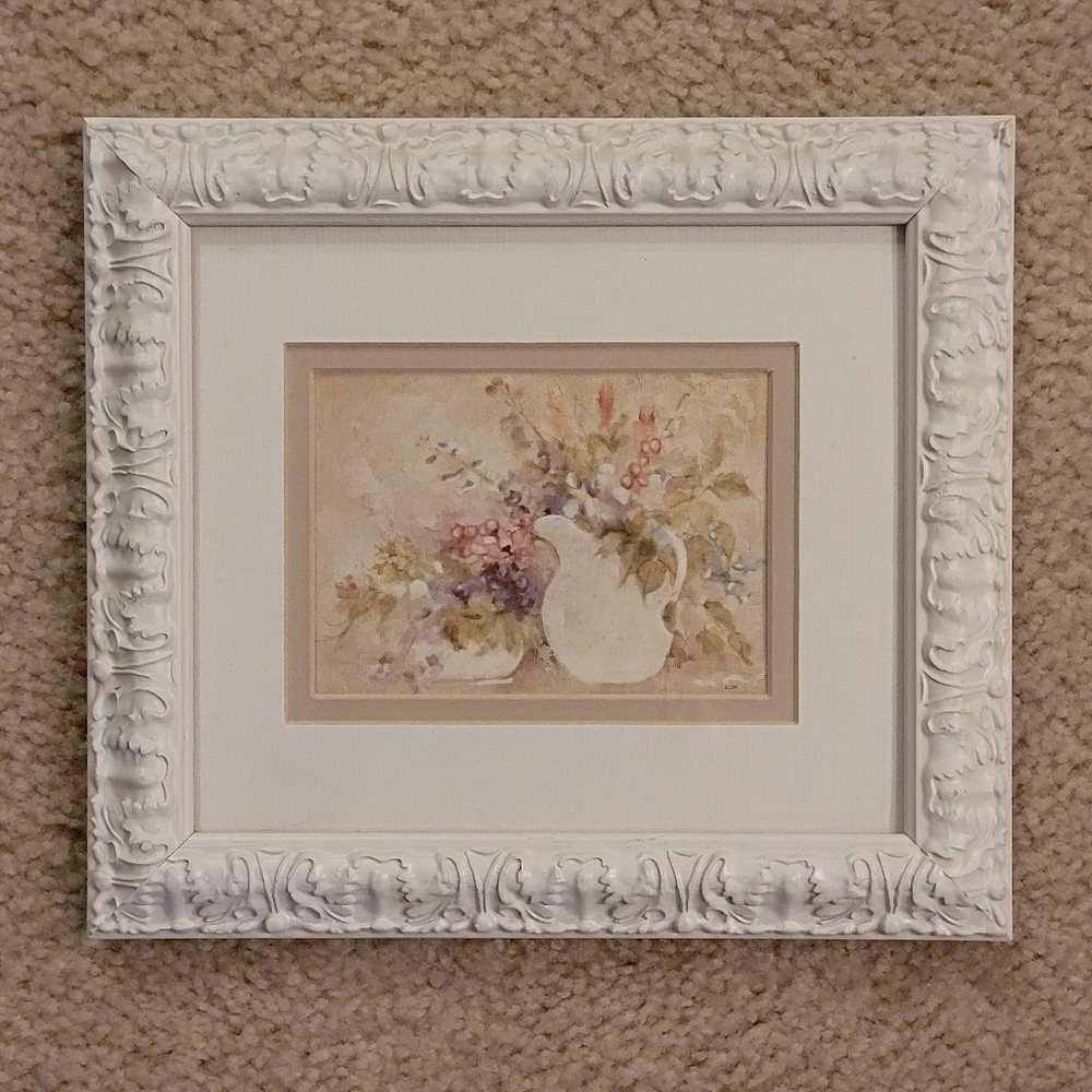 SONOMA ♡ Sweet Picture of Floral Watercolor Arrangement in White Pitcher 'n Bowl